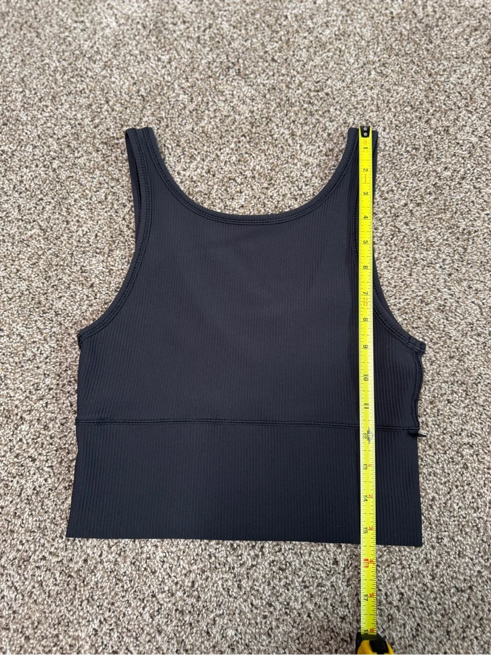 Lululemon Tank Ribbed Power Pivot Black Cropped High Neck Size 4